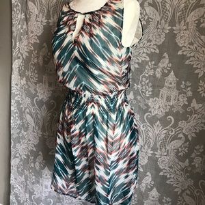 Abstract teal and berry summer dress